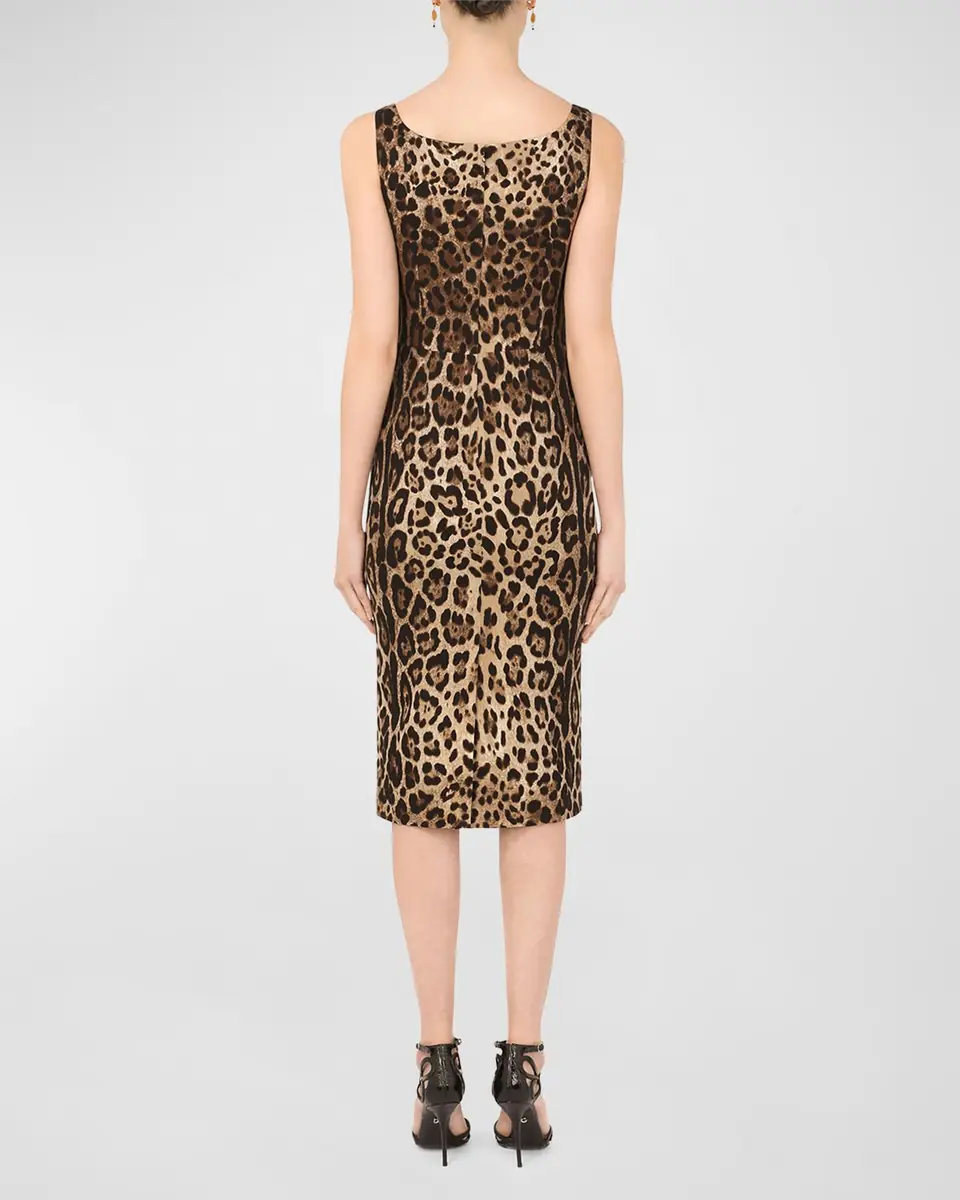 Dolce & Gabbana Leopard-Print Charmeuse Sheath Dress | Thumbnail 4 Dolce & Gabbana Leopard-Print Charmeuse Sheath Dress | Thumbnail 4