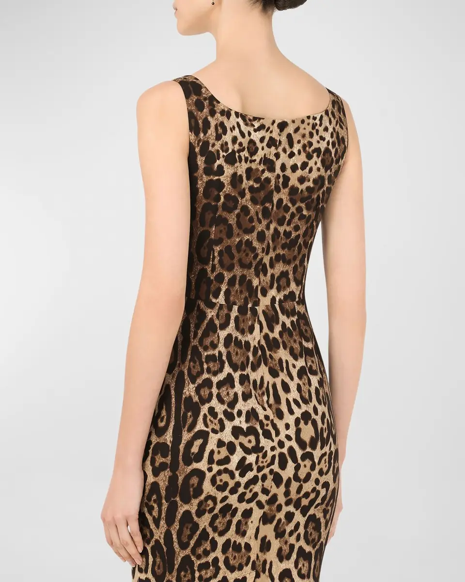 Dolce & Gabbana Leopard-Print Charmeuse Sheath Dress | Thumbnail 5 Dolce & Gabbana Leopard-Print Charmeuse Sheath Dress | Thumbnail 5