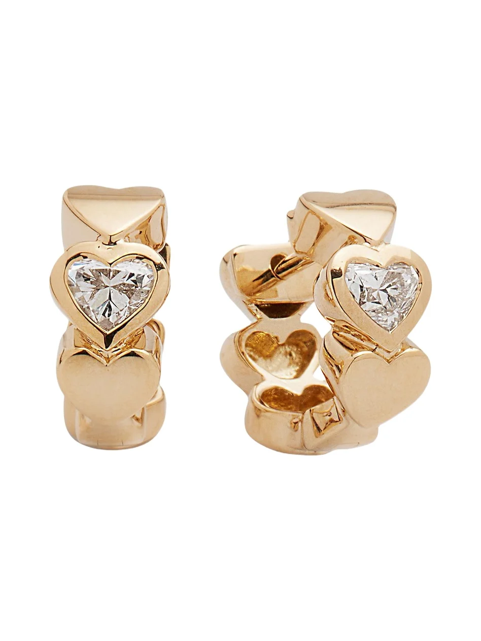 Sydney Evan 14k Gold Diamond Hearts Hoop Earrings