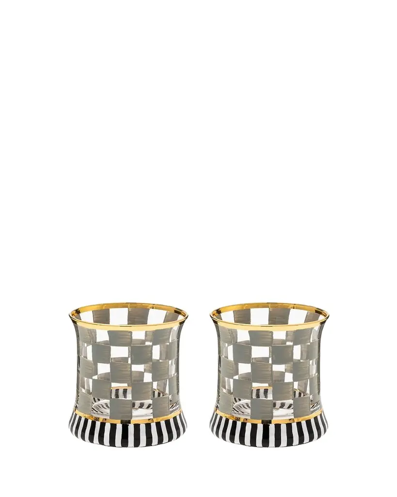 MacKenzie-Childs 8 oz. Carnival Sterling Glass Tumbler, Set of 2 | Image 1 MacKenzie-Childs 8 oz. Carnival Sterling Glass Tumbler, Set of 2 | Image 1