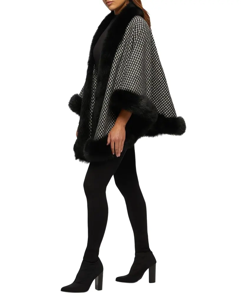 Gorski Cashmere Capelet with Lamb Shearling Trim