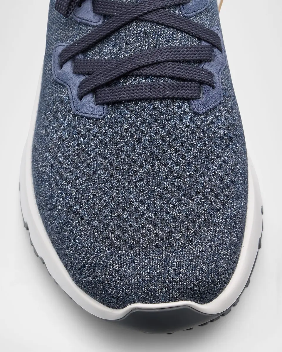 Brunello Cucinelli Men's Melange Knit Runner Sneakers | Thumbnail 6 Brunello Cucinelli Men's Melange Knit Runner Sneakers | Thumbnail 6