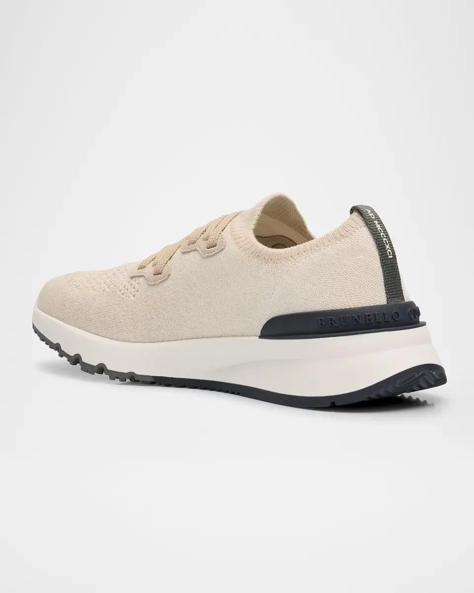 Brunello Cucinelli Men's Melange Knit Runner Sneakers | Thumbnail 9 Brunello Cucinelli Men's Melange Knit Runner Sneakers | Thumbnail 9