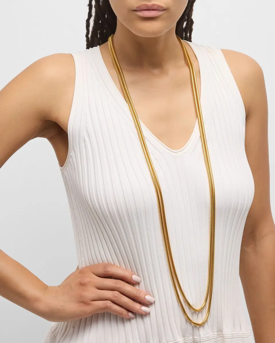 Ben-Amun 24k Gold Electroplated Double Chain Necklace | Thumbnail 5