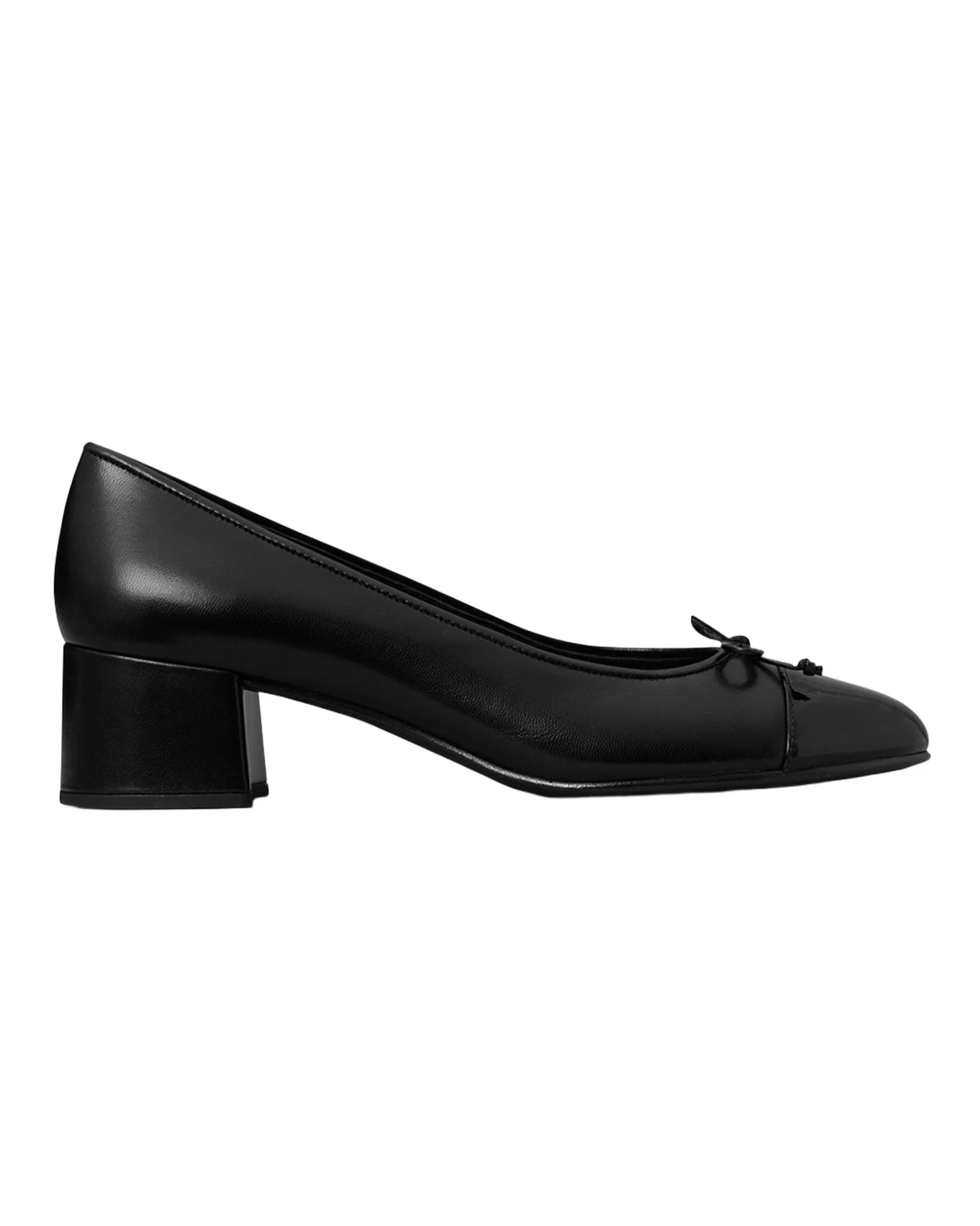 Tory Burch Mixed Leather Cap-Toe Ballerina Pumps