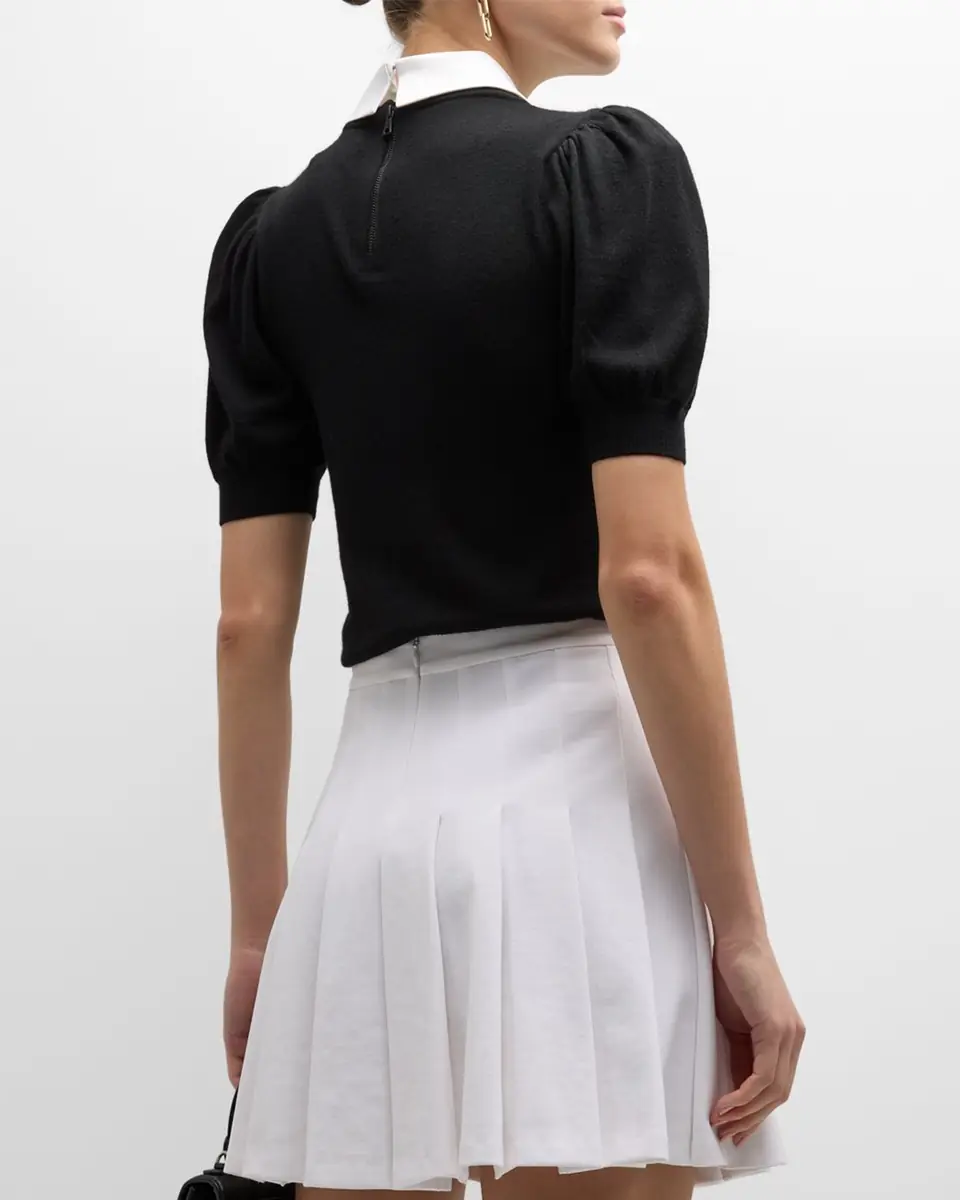 Alice + Olivia Chase Puff-Sleeve Sweater With Detachable Collar | Thumbnail 3 Alice + Olivia Chase Puff-Sleeve Sweater With Detachable Collar | Thumbnail 3