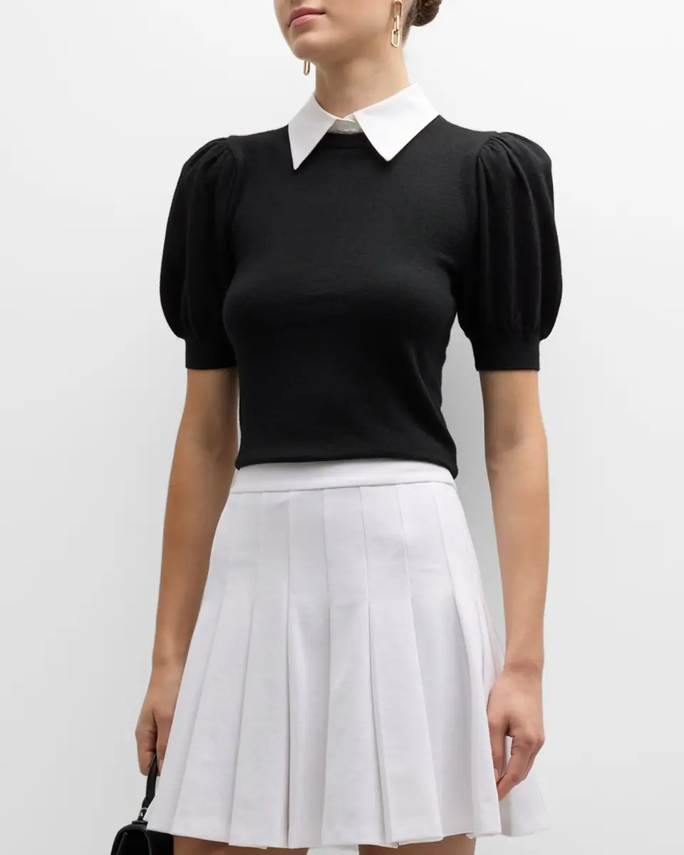 Alice + Olivia Chase Puff-Sleeve Sweater With Detachable Collar | Thumbnail 4 Alice + Olivia Chase Puff-Sleeve Sweater With Detachable Collar | Thumbnail 4