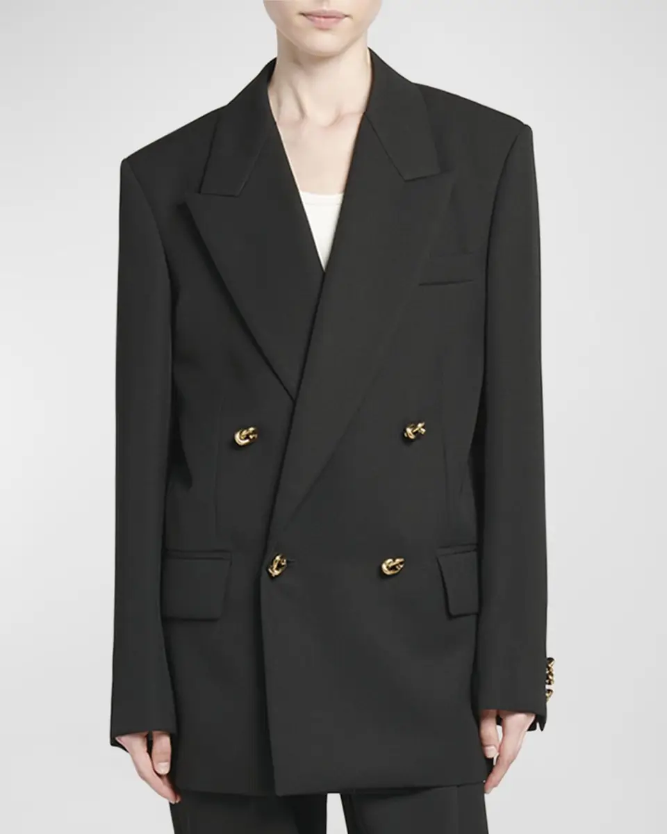 Bottega Veneta Knot Double-Breasted Oversized Blazer Jacket | Thumbnail 4