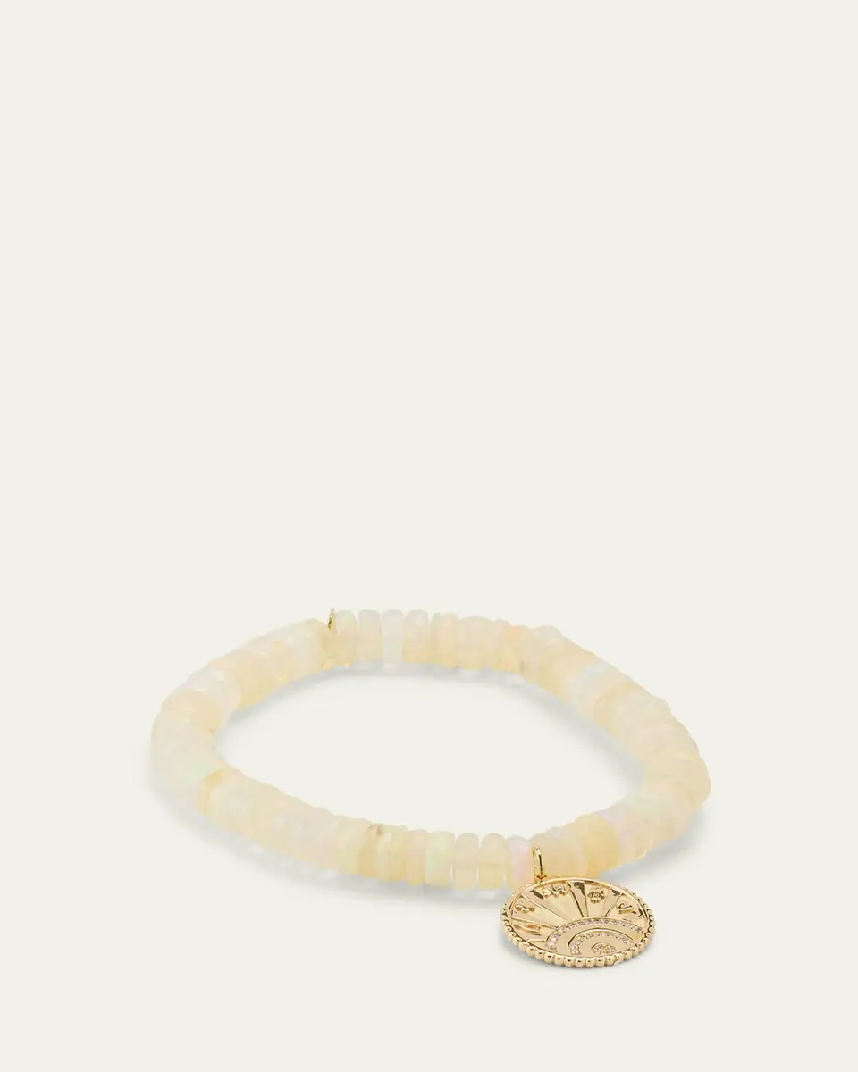 Sydney Evan 14K Yellow Gold Small Pave Diamond Luck Coin Bracelet | Thumbnail 4