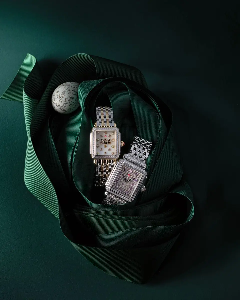 Michele Limited Edition Deco Stainless Steel Pink Sapphire and Pave Diamond Watch | Thumbnail 3