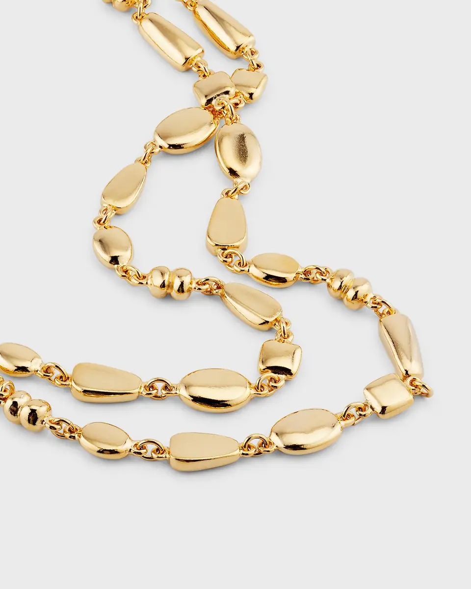 Ben-Amun 24K Gold Two-Row Nuggets Necklace | Thumbnail 3