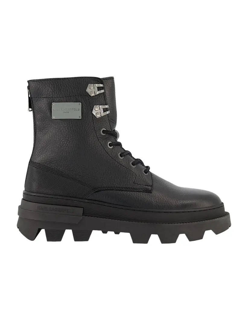 Karl Lagerfeld Paris Men's Tumbled Leather Lug Sole Work Boots | Image 1 Karl Lagerfeld Paris Men's Tumbled Leather Lug Sole Work Boots | Image 1