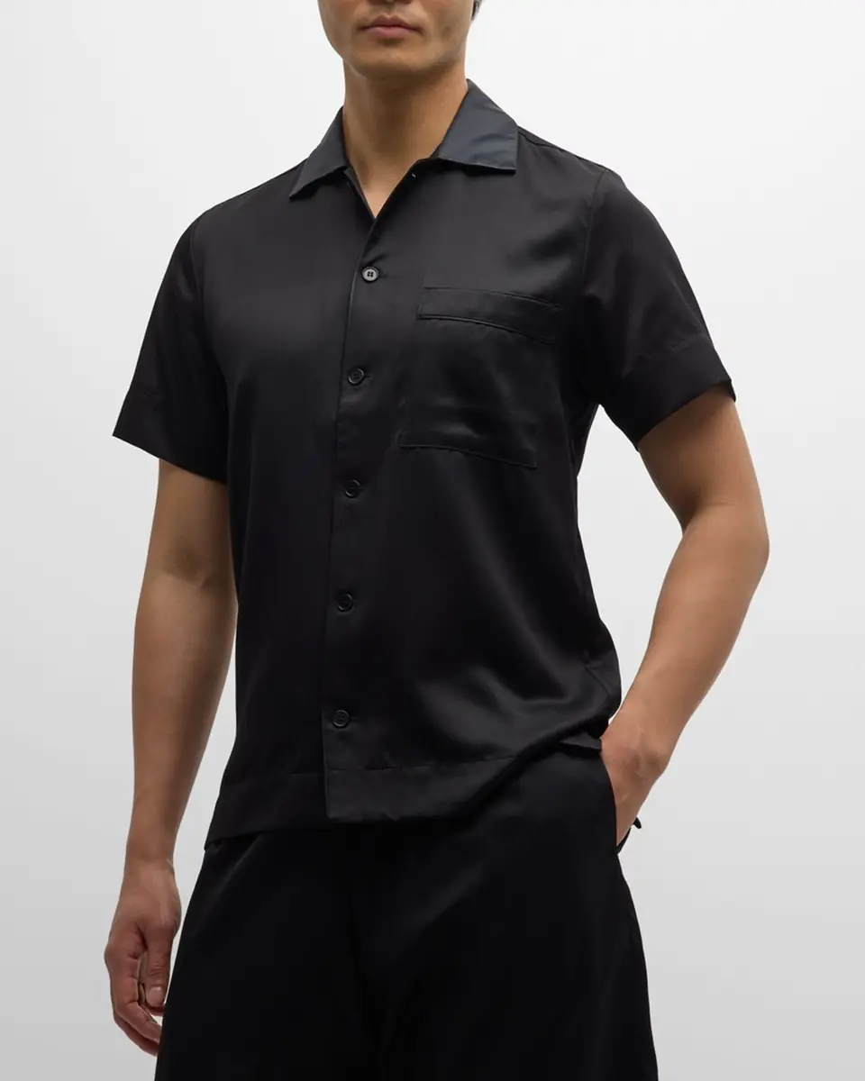 CDLP Men's Casual Button-Down Lounge Shirt | Thumbnail 4
