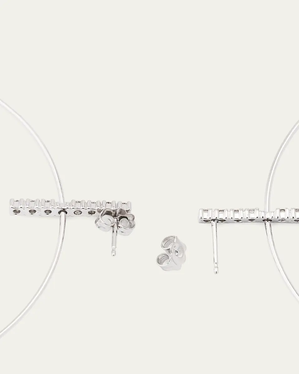 Lana 14K Gold Flawless Diamond Bar Stud Hoop Earrings, 60mm | Thumbnail 4