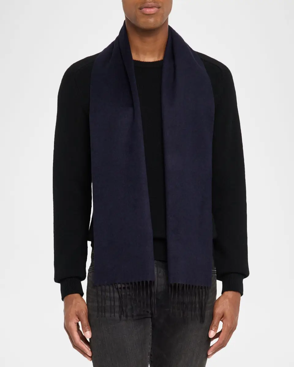 PIACENZA 1733 Men's Two-Tone Cashmere-Silk Scarf | Thumbnail 2 PIACENZA 1733 Men's Two-Tone Cashmere-Silk Scarf | Thumbnail 2