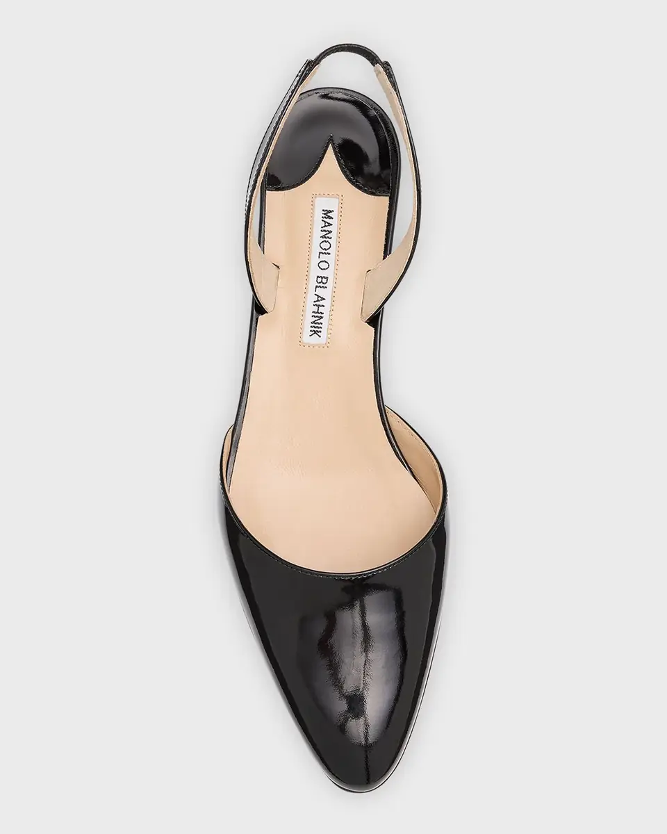Manolo Blahnik Aspro Leather Slingback Ballerina Pumps | Thumbnail 4