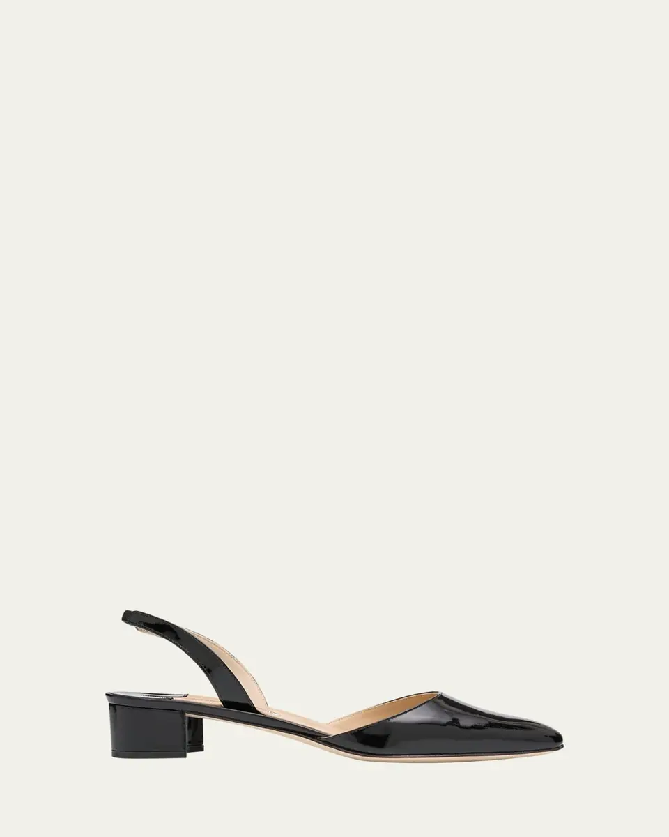 Manolo Blahnik Aspro Leather Slingback Ballerina Pumps | Thumbnail 6