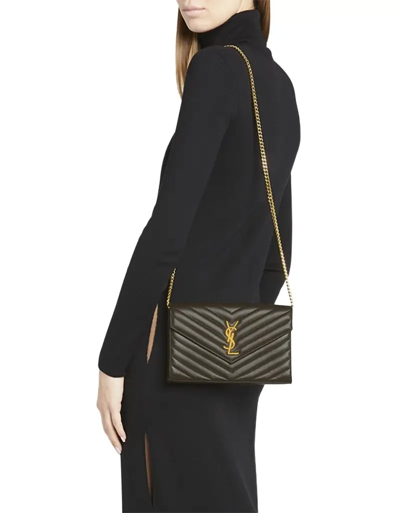 Saint Laurent Cassandre YSL Monogram Large Wallet on Chain in Smooth Leather | Image 1 Saint Laurent Cassandre YSL Monogram Large Wallet on Chain in Smooth Leather | Image 1
