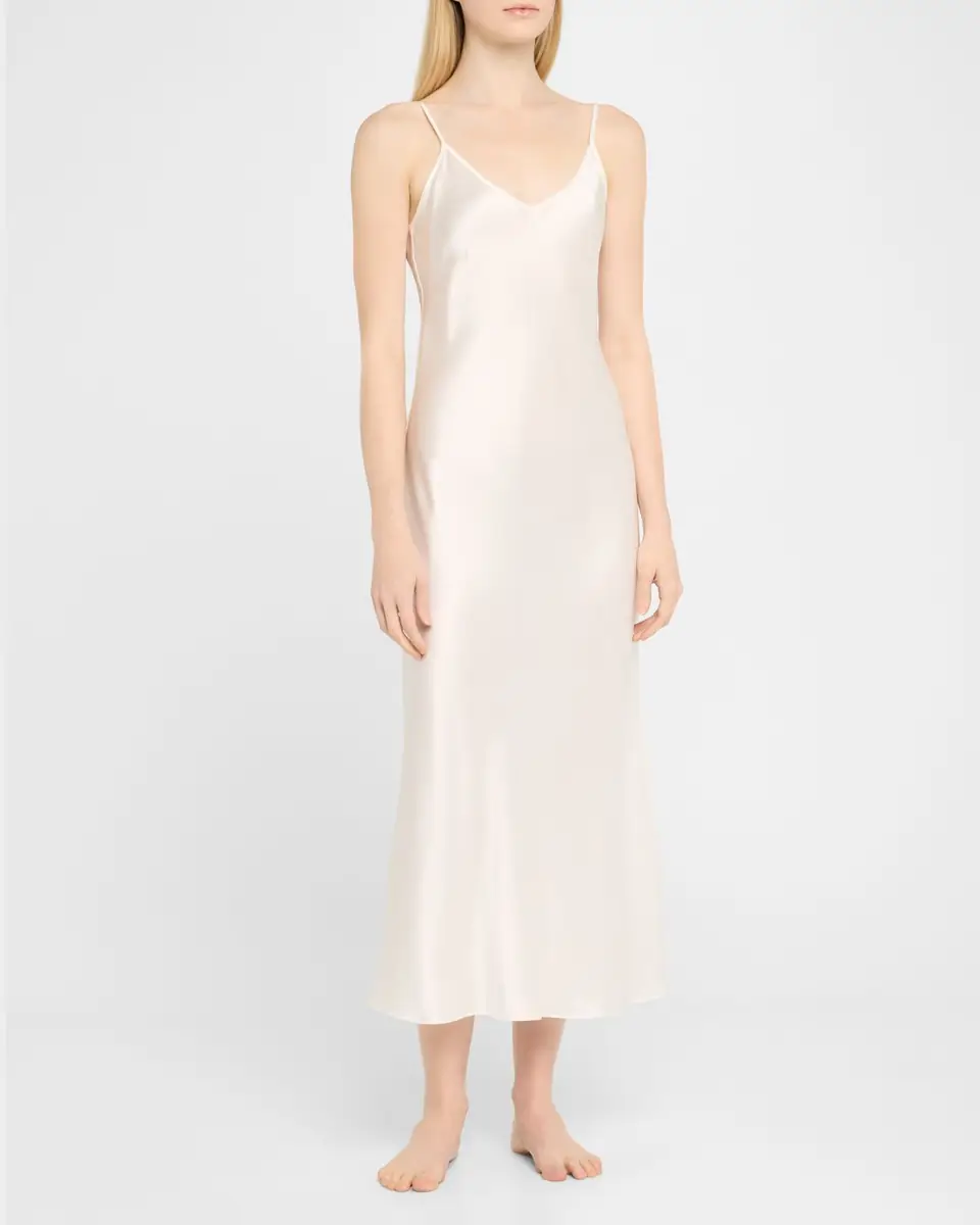 Christine Lingerie Long Silk Satin Nightgown | Thumbnail 3 Christine Lingerie Long Silk Satin Nightgown | Thumbnail 3