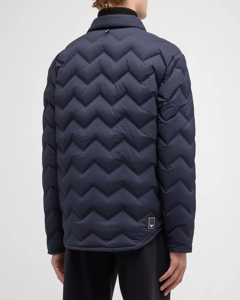 Emporio Armani Men's Zigzag Quilted Down Jacket | Thumbnail 3