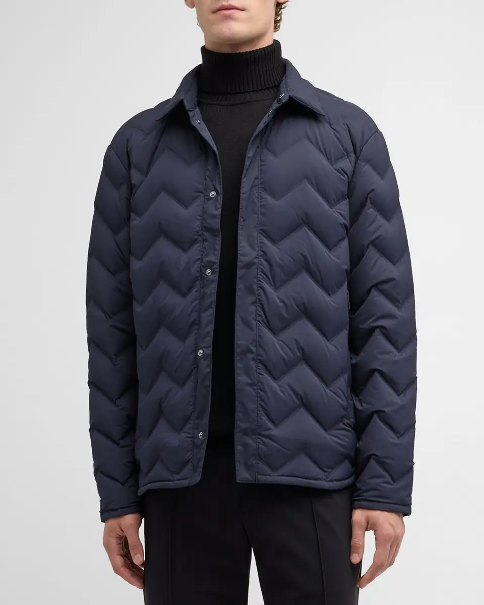 Emporio Armani Men's Zigzag Quilted Down Jacket | Thumbnail 4