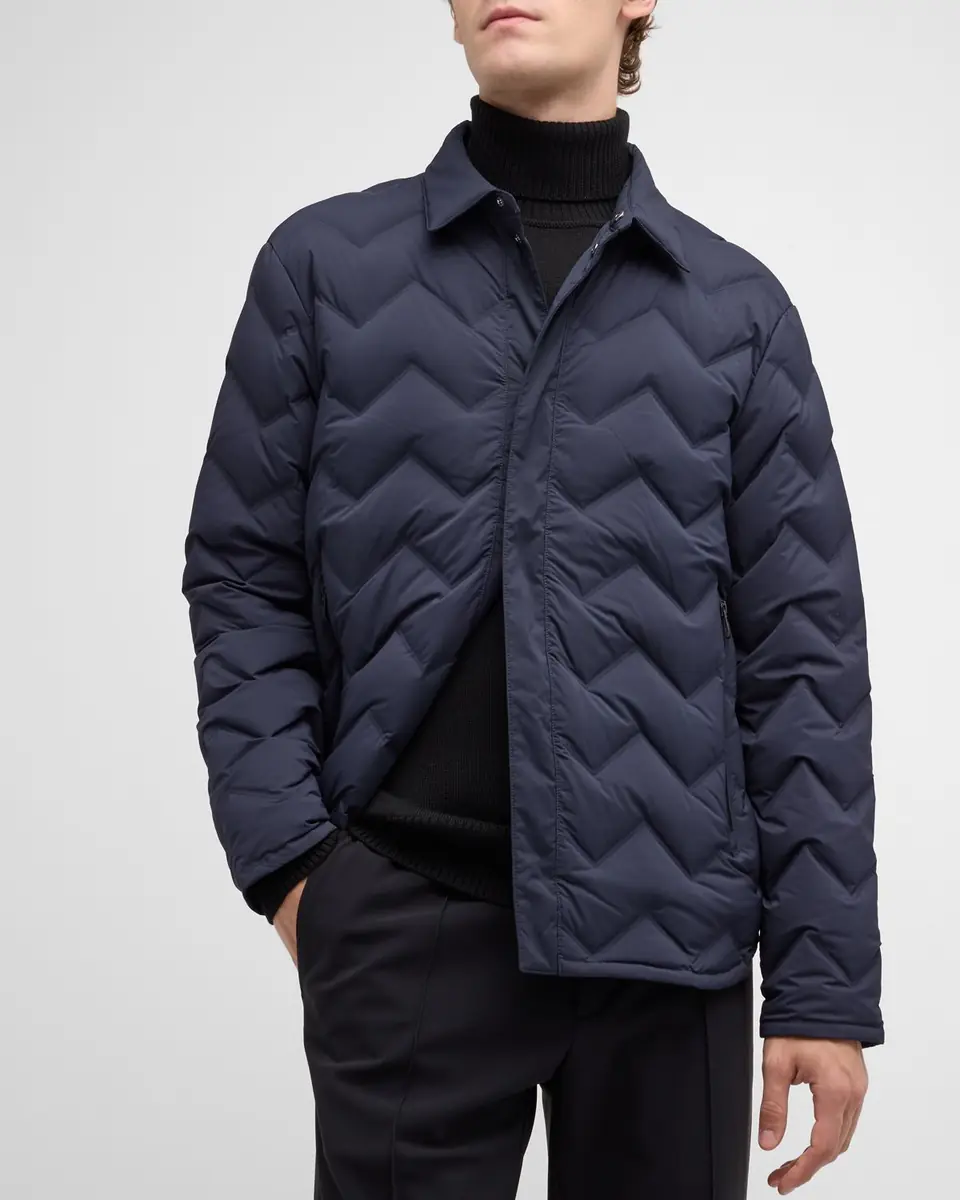 Emporio Armani Men's Zigzag Quilted Down Jacket | Thumbnail 7
