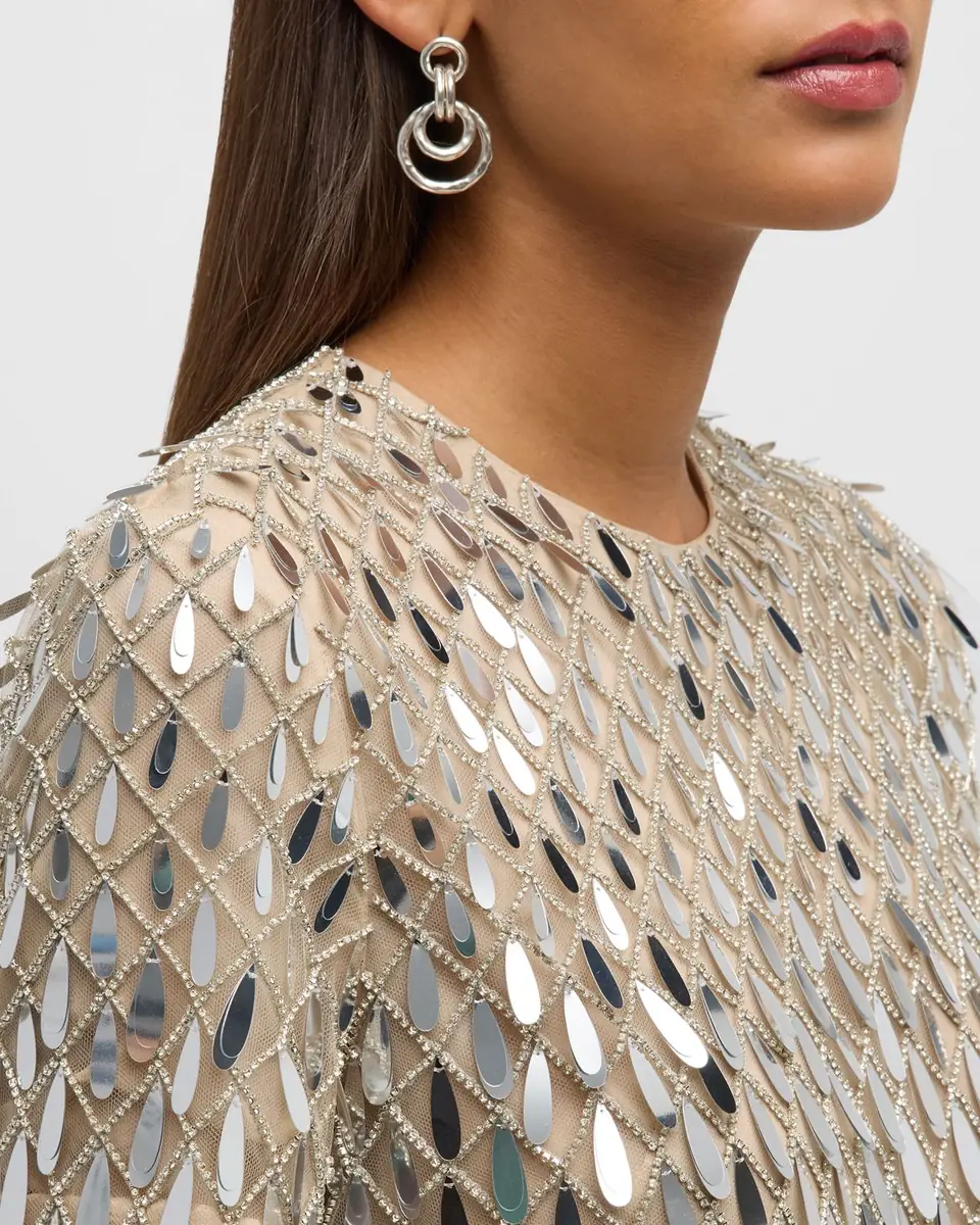 Valentino Garavani Sequined Crystal Short-Sleeve Mini Shift Dress | Thumbnail 6 Valentino Garavani Sequined Crystal Short-Sleeve Mini Shift Dress | Thumbnail 6