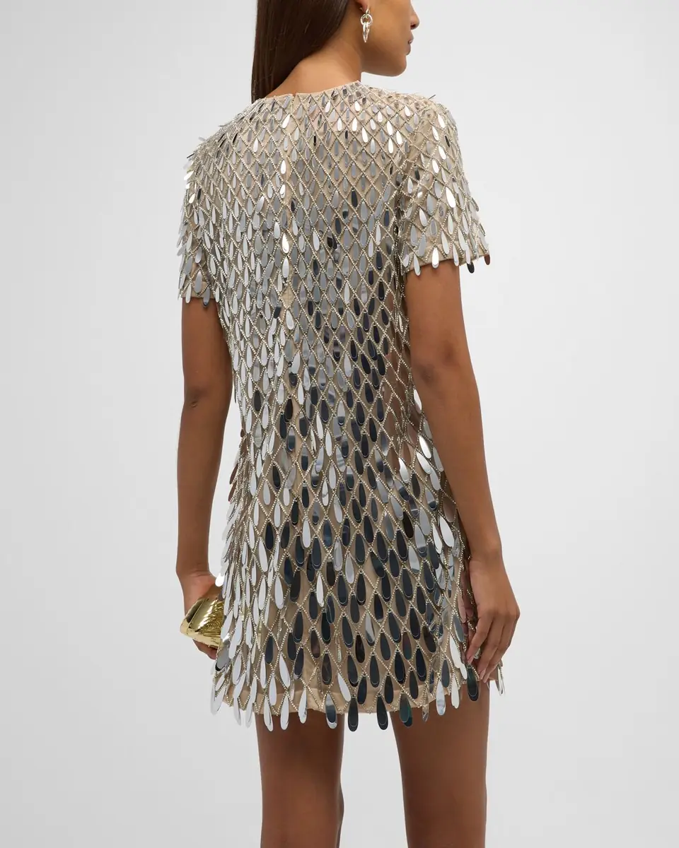 Valentino Garavani Sequined Crystal Short-Sleeve Mini Shift Dress | Thumbnail 7 Valentino Garavani Sequined Crystal Short-Sleeve Mini Shift Dress | Thumbnail 7