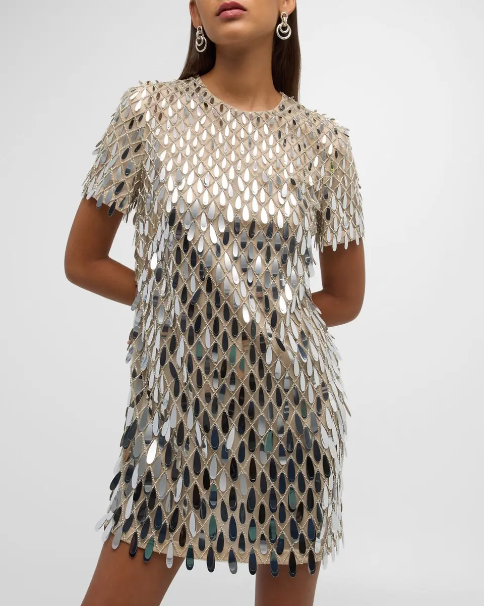 Valentino Garavani Sequined Crystal Short-Sleeve Mini Shift Dress | Thumbnail 8 Valentino Garavani Sequined Crystal Short-Sleeve Mini Shift Dress | Thumbnail 8