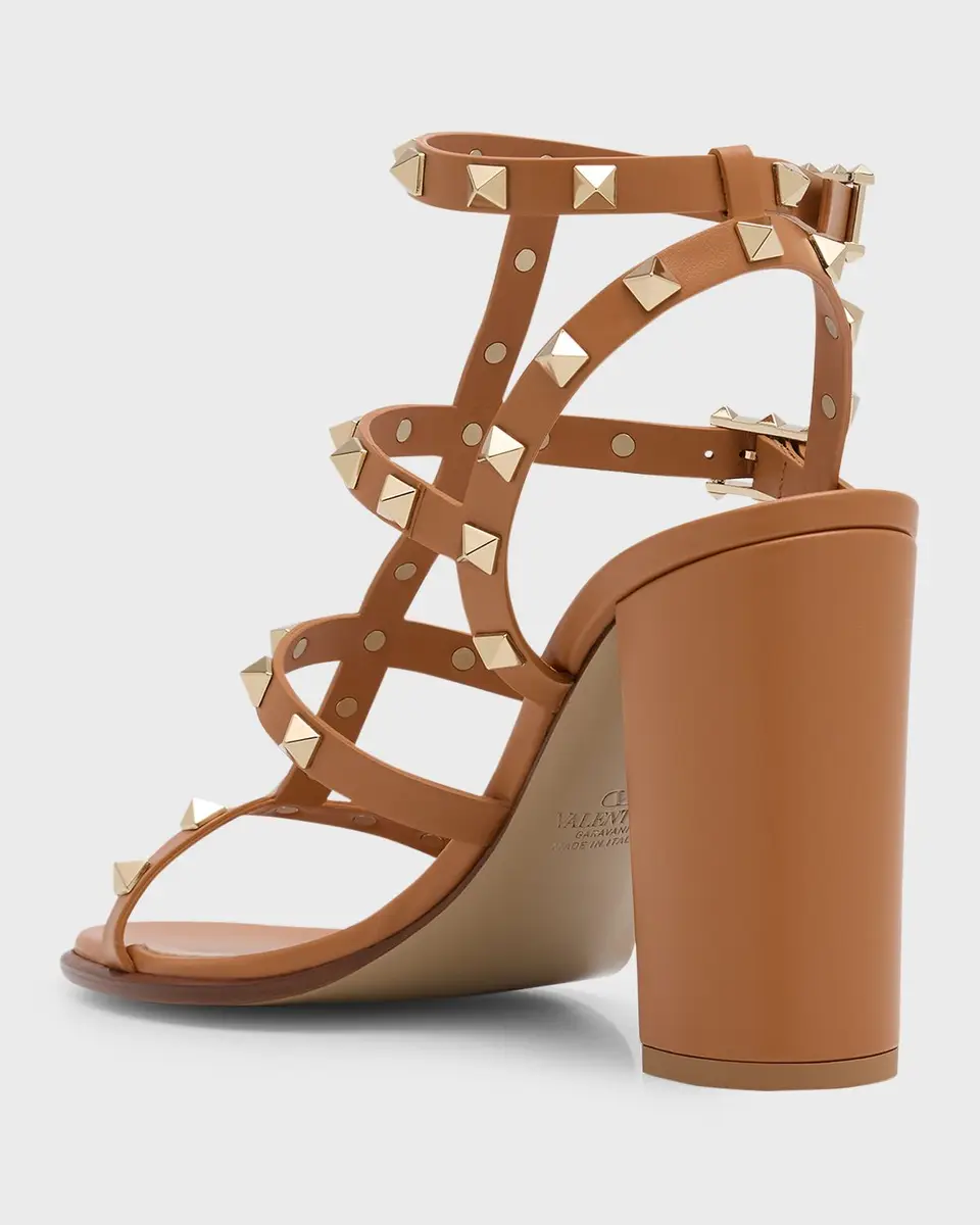 Valentino Garavani Rockstud Caged T-Strap Leather Sandals | Thumbnail 3