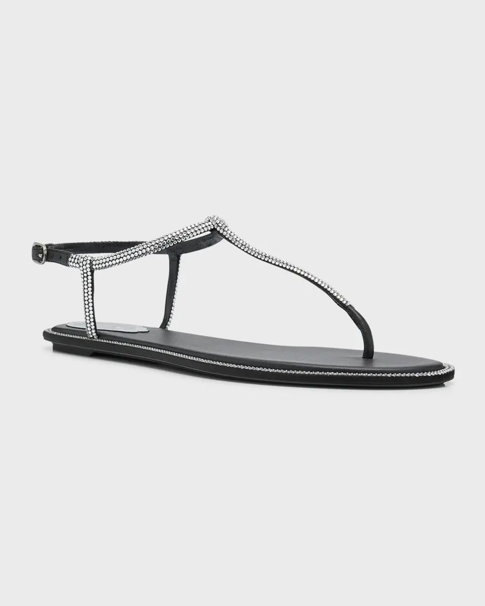 René Caovilla Diana Crystal T-Strap Flat Sandals | Thumbnail 3 René Caovilla Diana Crystal T-Strap Flat Sandals | Thumbnail 3