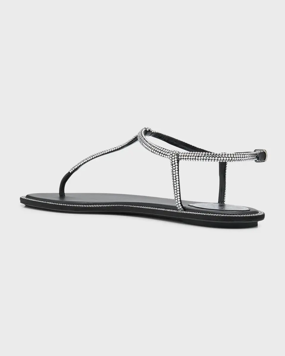 René Caovilla Diana Crystal T-Strap Flat Sandals | Thumbnail 4 René Caovilla Diana Crystal T-Strap Flat Sandals | Thumbnail 4
