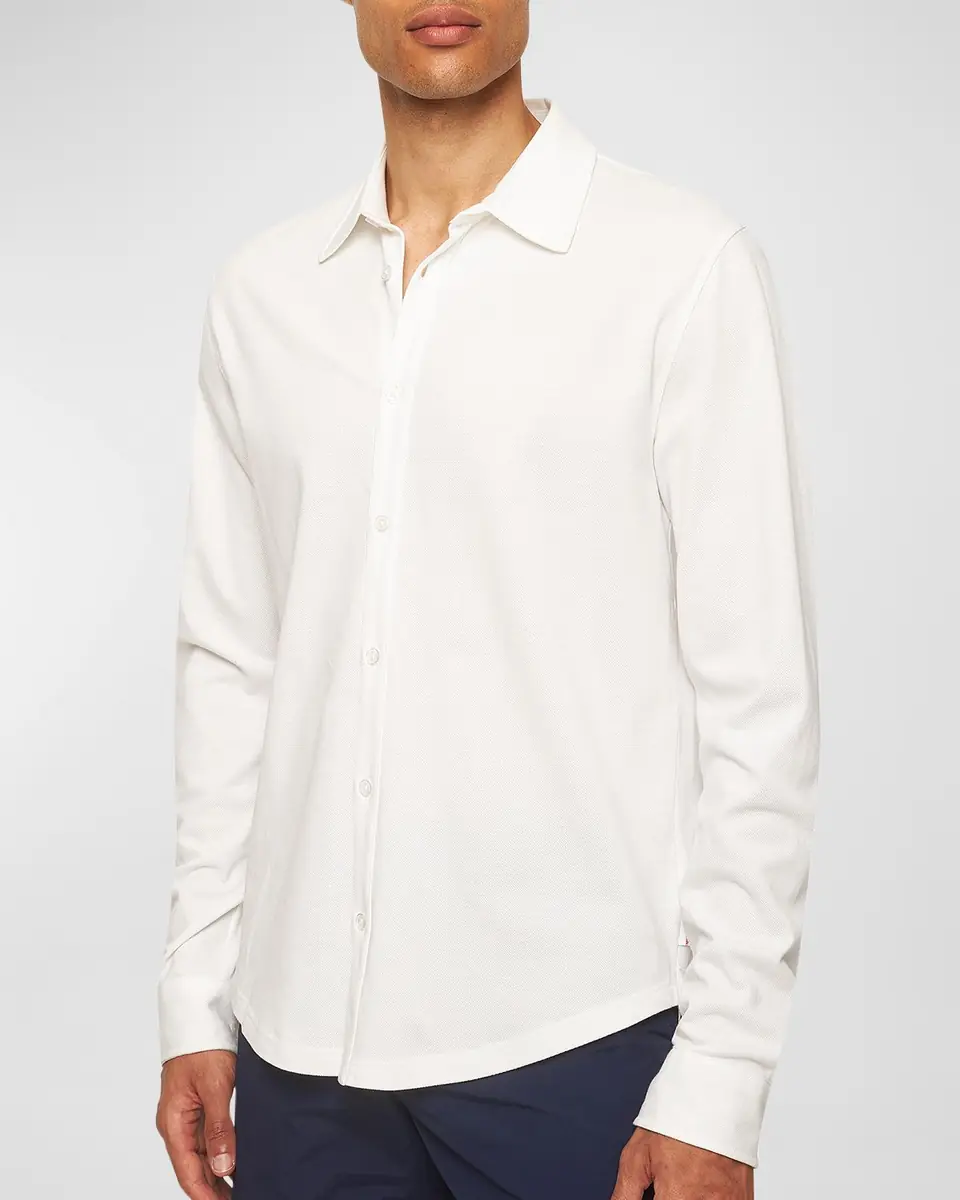 Orlebar Brown Men's Giles Pique Button-Down Shirt | Thumbnail 4 Orlebar Brown Men's Giles Pique Button-Down Shirt | Thumbnail 4