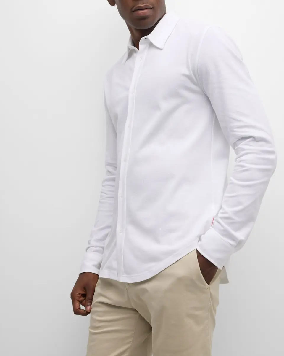 Orlebar Brown Men's Giles Pique Button-Down Shirt | Thumbnail 6 Orlebar Brown Men's Giles Pique Button-Down Shirt | Thumbnail 6