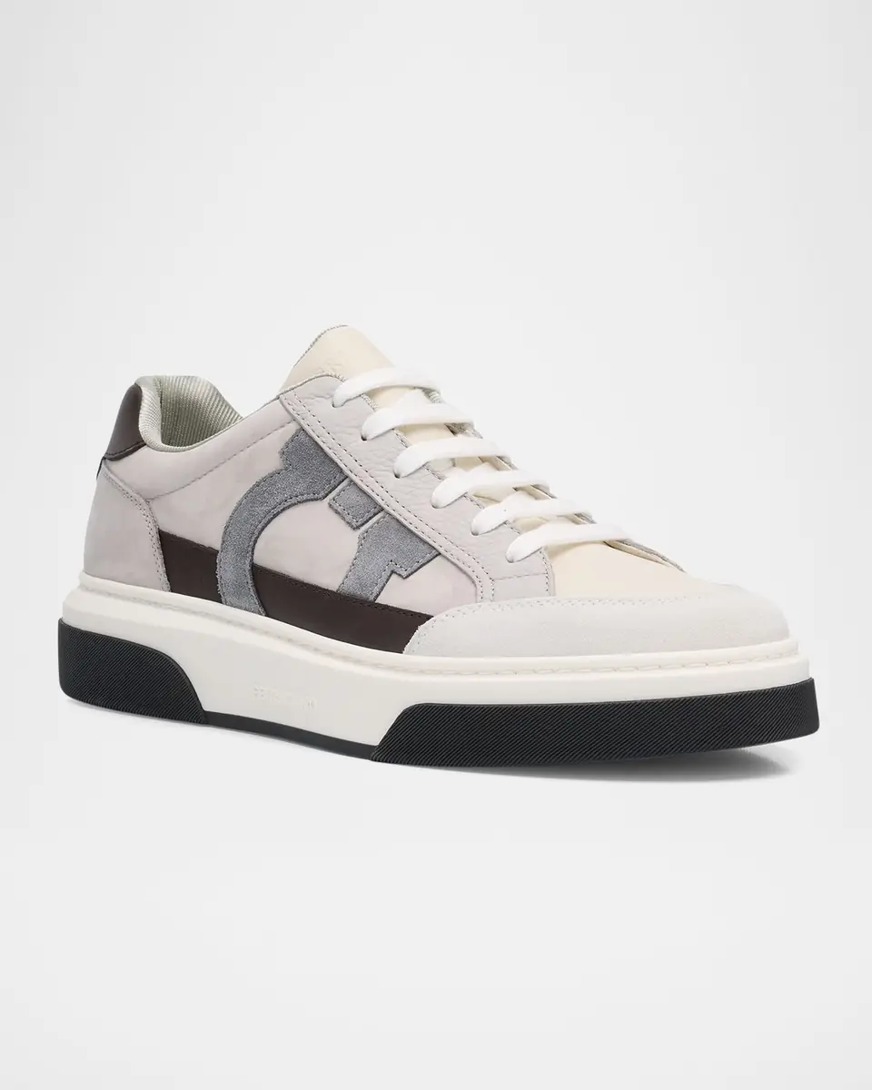 Ferragamo Men's Cassina Gancio Low-Top Sneakers | Thumbnail 3