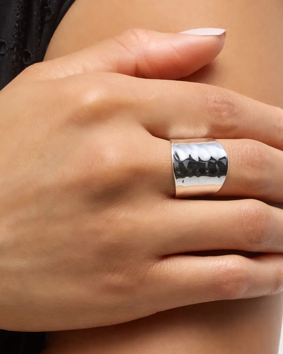 NEST Jewelry Adjustable Silver Hammered Ring | Thumbnail 2