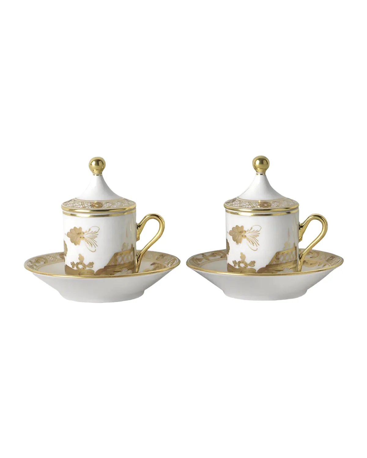 GINORI 1735 Coffee Cup with Plate and Cover, Set of 2