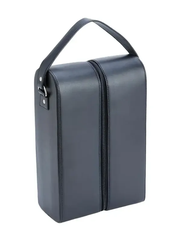 Royce New York Monogrammed Leather Double Wine Bottle Carrying Case, Personalized