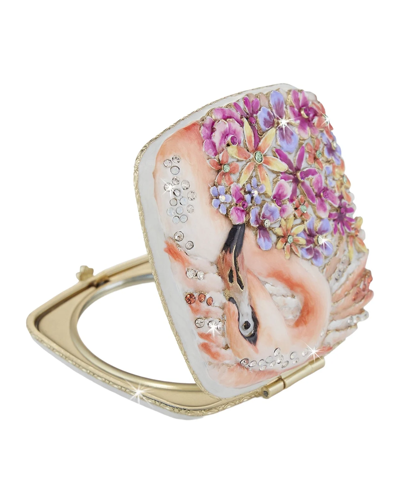 Floral Flamingo Compact Mirror