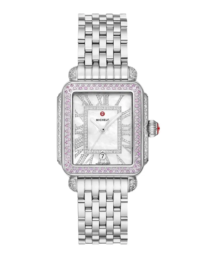 Michele Limited Edition Deco Madison Pink Sapphire Watch | Image 1 Michele Limited Edition Deco Madison Pink Sapphire Watch | Image 1