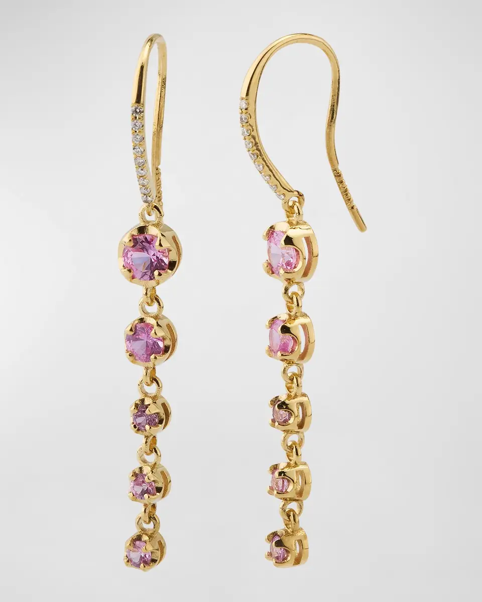 Jennifer Meyer Graduated Illusion-Set 5 Pink Sapphire Drop Earrings | Thumbnail 3