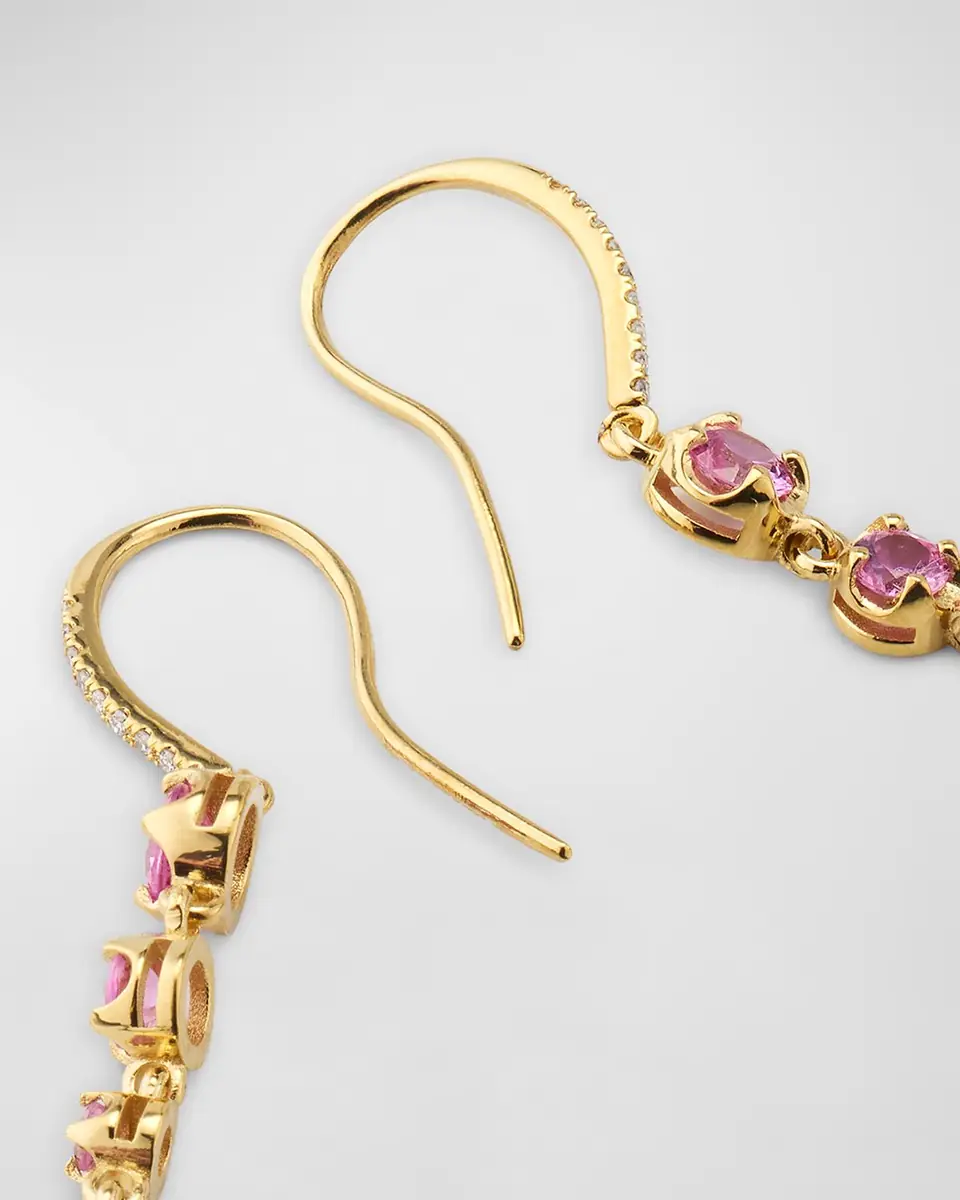 Jennifer Meyer Graduated Illusion-Set 5 Pink Sapphire Drop Earrings | Thumbnail 4
