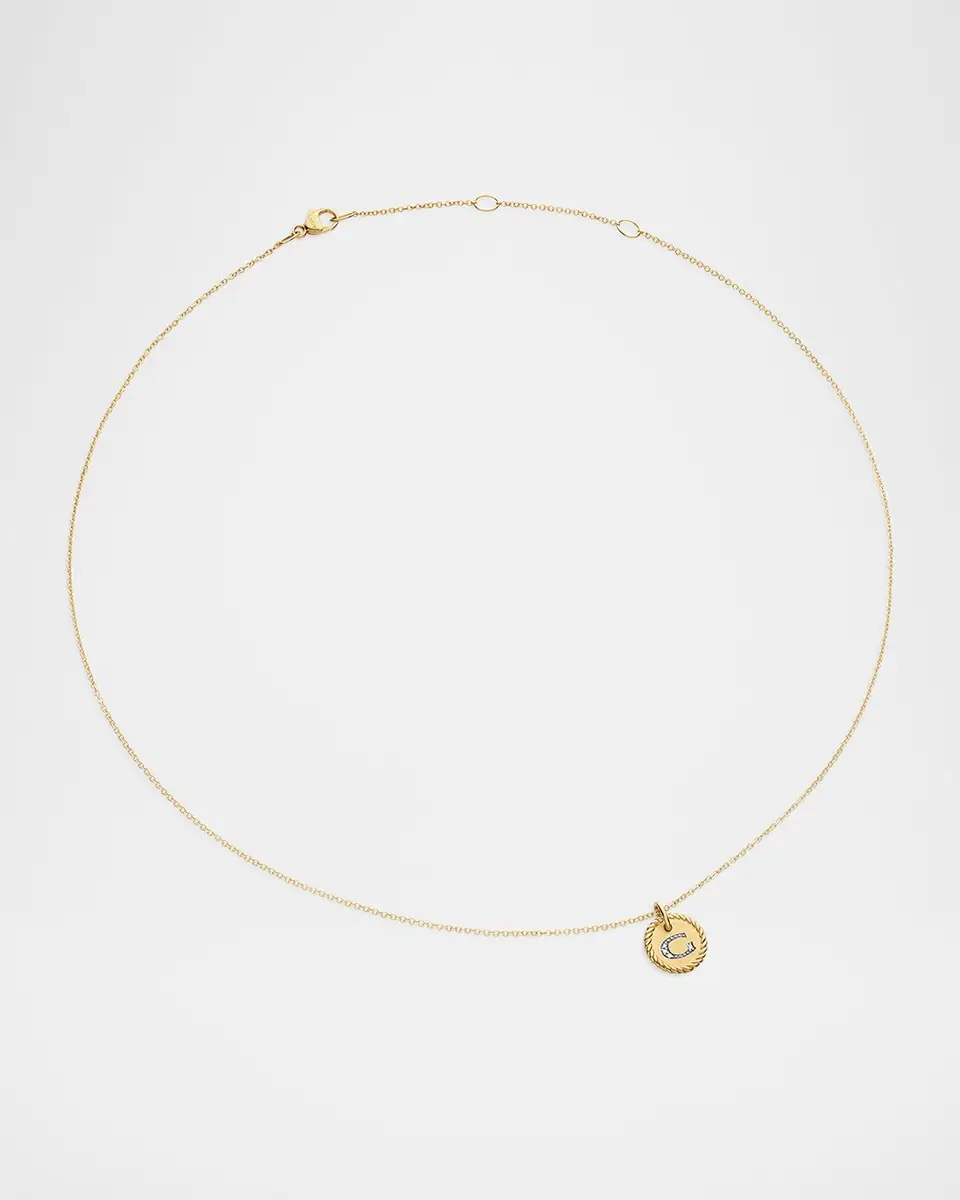 David Yurman Cable Collectibles Initial Pendant Necklace with Diamonds in 18K Gold | Thumbnail 2 David Yurman Cable Collectibles Initial Pendant Necklace with Diamonds in 18K Gold | Thumbnail 2