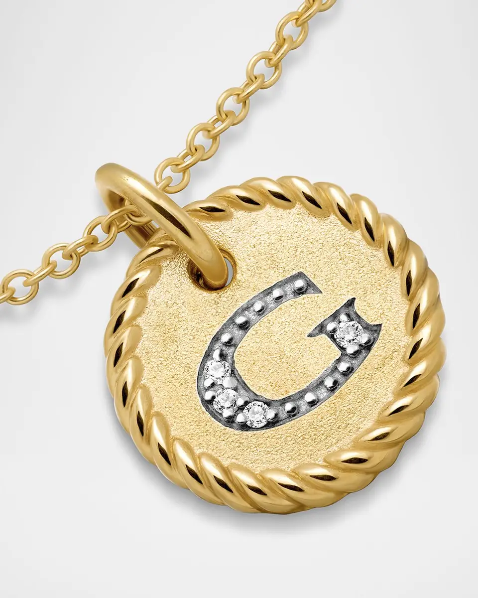 David Yurman Cable Collectibles Initial Pendant Necklace with Diamonds in 18K Gold | Thumbnail 3 David Yurman Cable Collectibles Initial Pendant Necklace with Diamonds in 18K Gold | Thumbnail 3