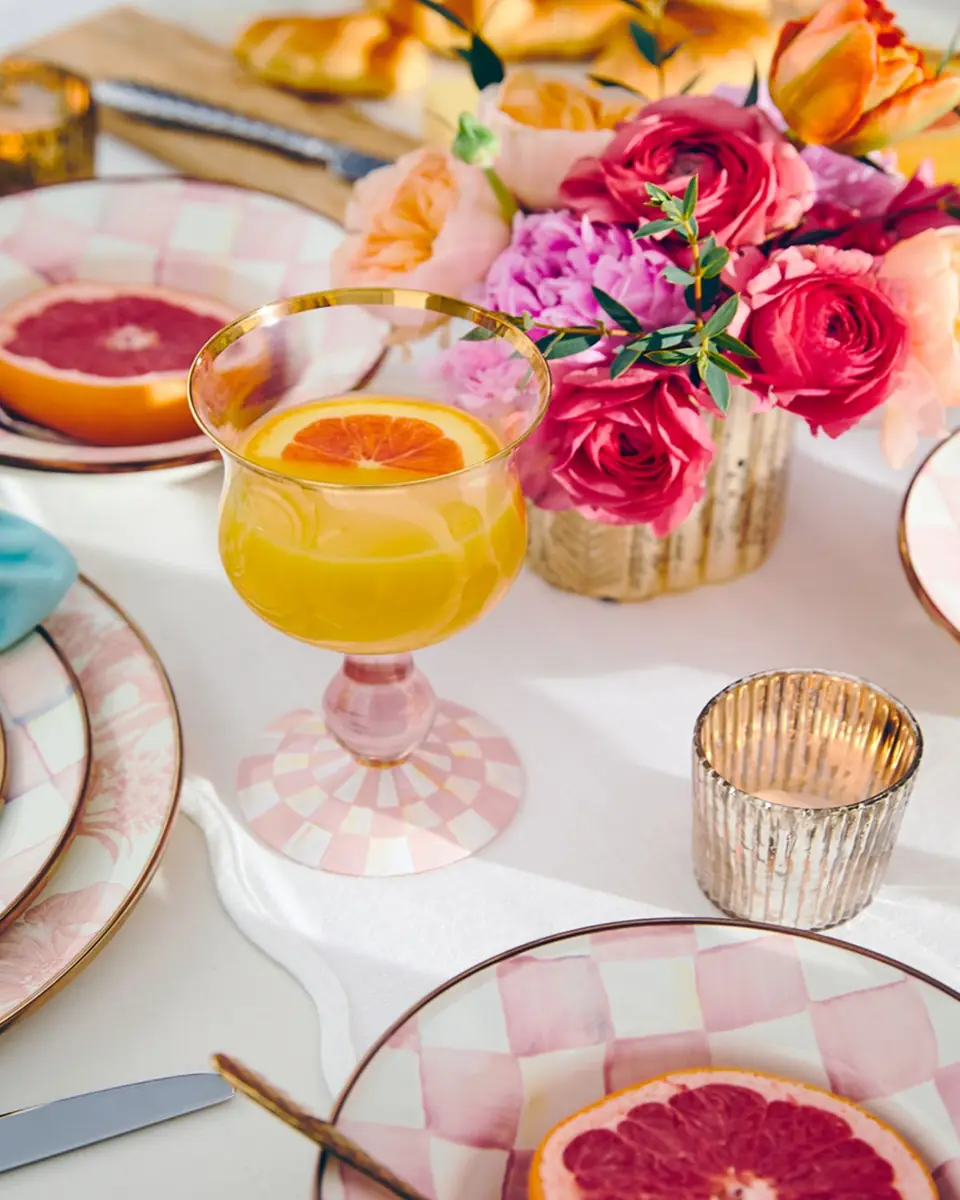 MacKenzie-Childs Rosy Check Wine Glass | Thumbnail 5