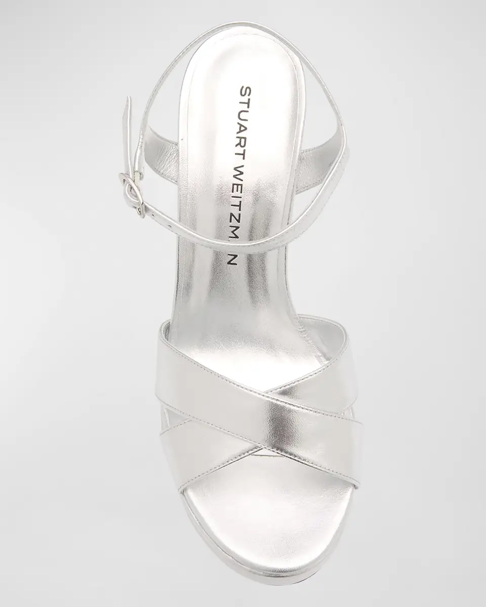 Stuart Weitzman Dayna Metallic Crisscross Platform Sandals | Thumbnail 9 Stuart Weitzman Dayna Metallic Crisscross Platform Sandals | Thumbnail 9
