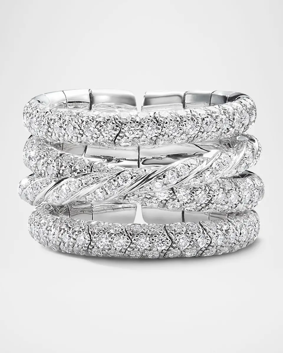 David Yurman Paveflex Four Row Ring with Diamonds in 18K Gold | Thumbnail 2