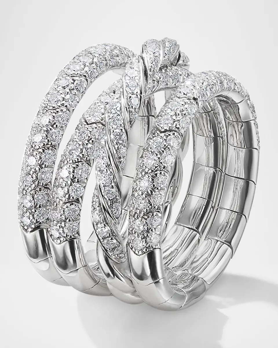 David Yurman Paveflex Four Row Ring with Diamonds in 18K Gold | Thumbnail 3