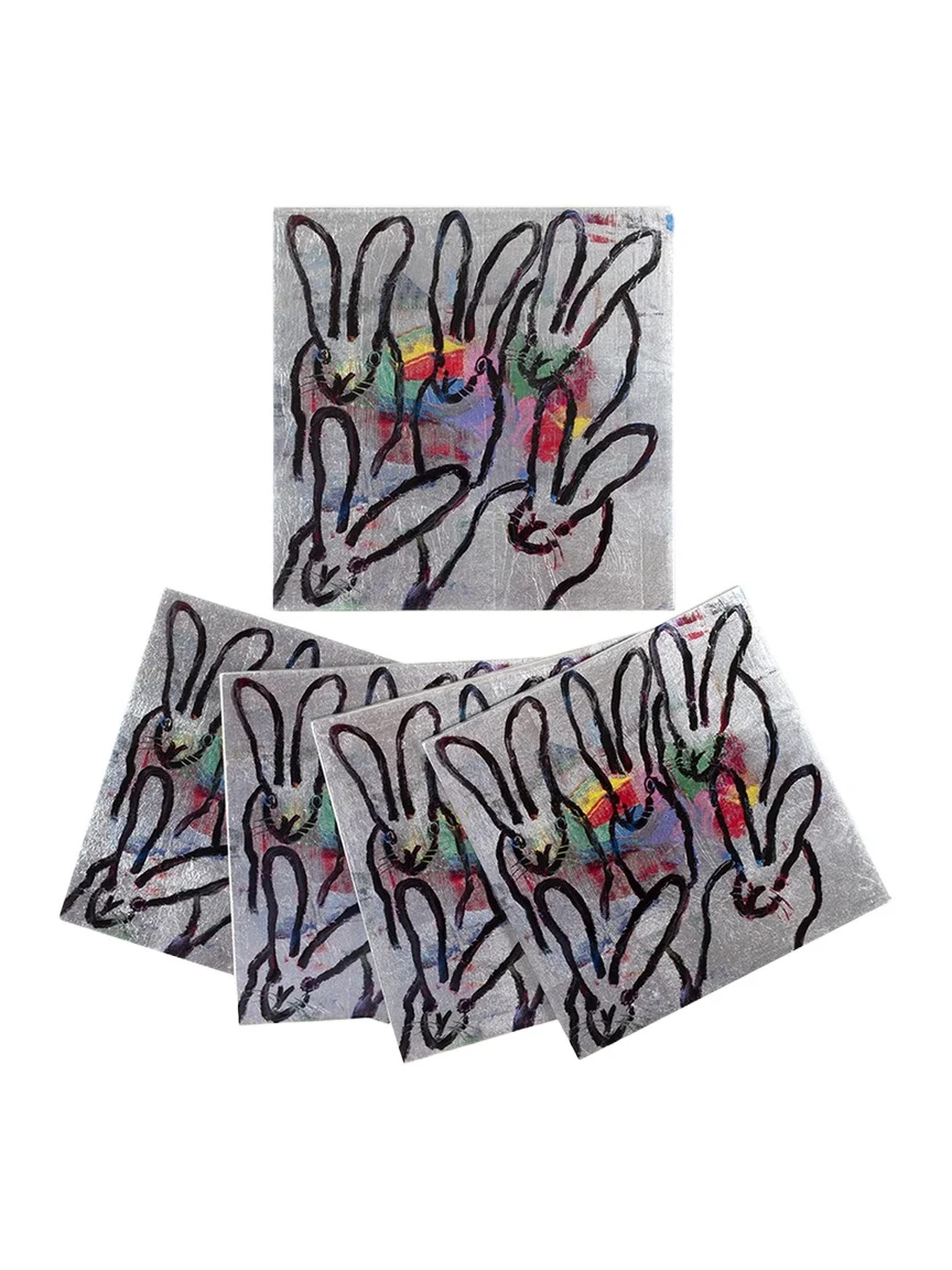 Color Burst Bunnies Coasters, Set of 4 Color Burst Bunnies Coasters, Set of 4