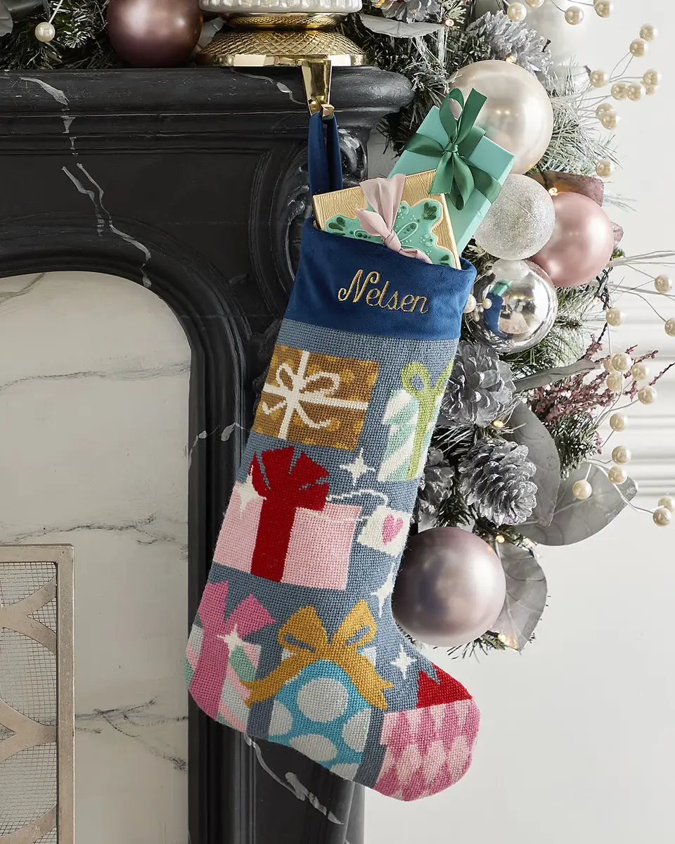 Bauble Stockings x Sainty Nelsen "From, Our Family" Christmas Stocking, Personalized | Image 1 Bauble Stockings x Sainty Nelsen "From, Our Family" Christmas Stocking, Personalized | Image 1